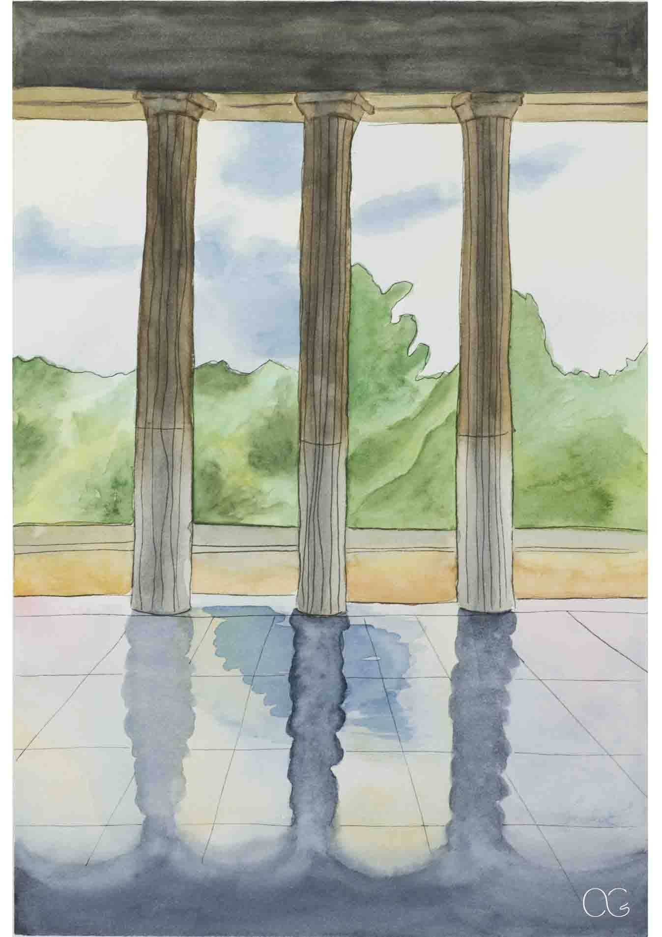 Grèce romantique aquarelle